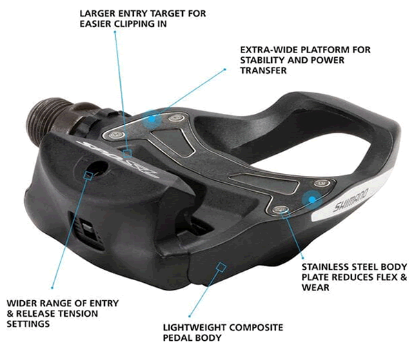 Shimano PD-R550 SPD SL Road Pedals, Resin Composite, Black
