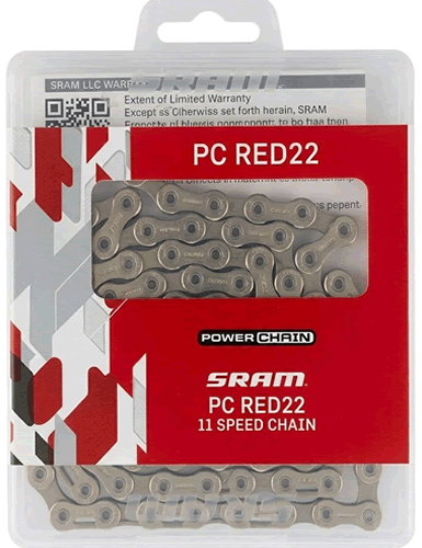 SRAM PC Red 22 Hollow Pin 11 Speed Chain Silver 114 Link with PowerLock