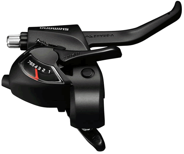 ST-EF41 EZ fire plus STI Set For V-Brakes, 3 x 6 / 3 x 8 Speed, 2-Finger Lever, Black